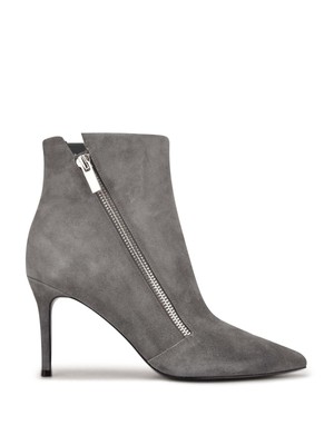 

Женские серые кожаные ботинки на молнии NINE WEST с острым носком на шпильке, длина 7,5 м, Серый, WNFAST