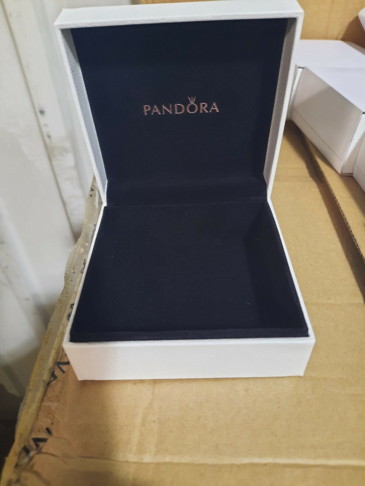 Pandora Original Gift Box White Outside Black Interior 9cm X 9cm X 4cm