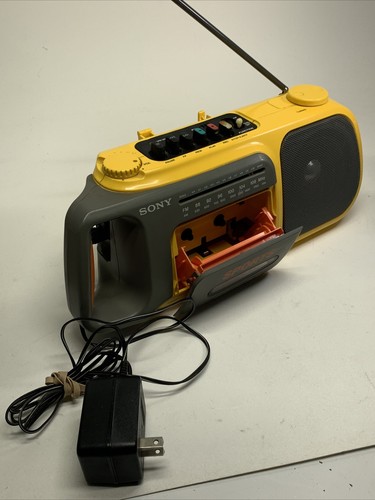 Vtg 1990s Sony CFM-104 Yellow Stereo Boombox Sports