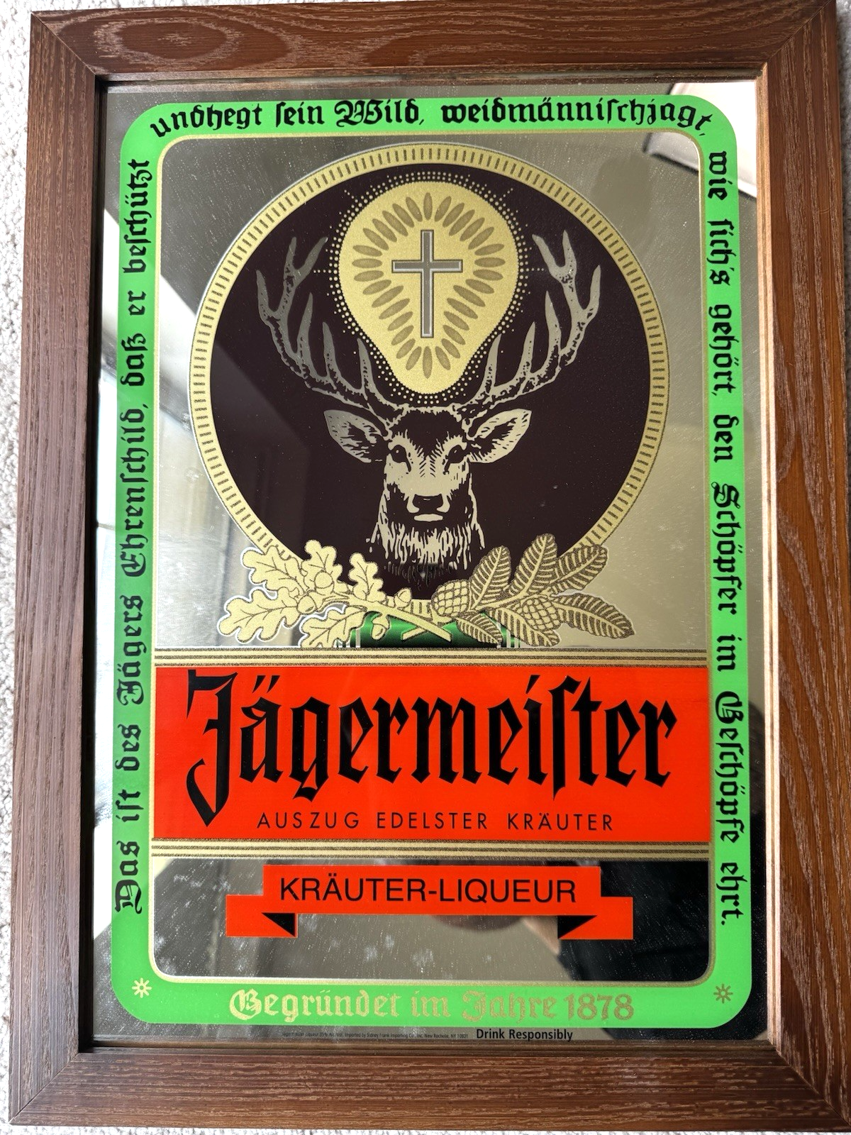 【非売品】Jägermeister イエーガーマイスター パブミラー　鏡　看板 非売品】Jägermeister イエーガーマイスター パブミラー 鏡 看板