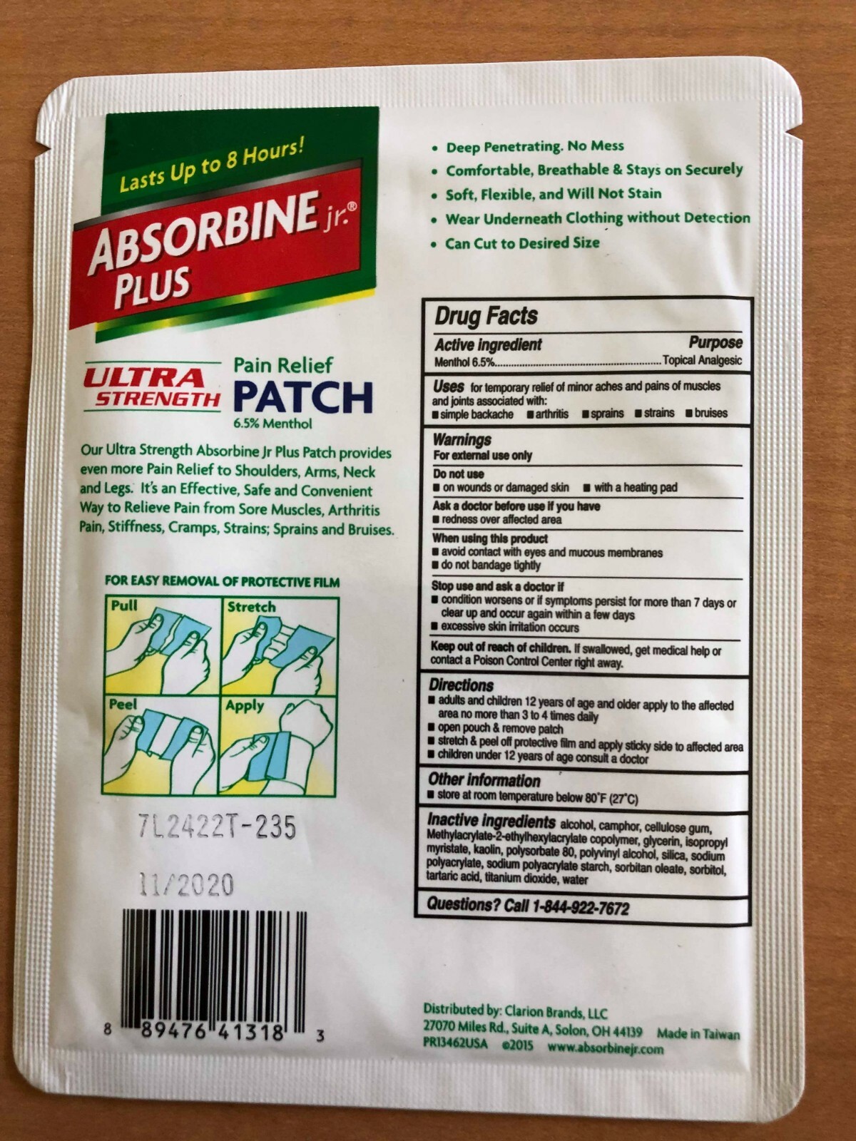 4 Lg Absorbine jr. Plus Ultra Strength Pain Relief Patch Sore Muscle Arthritis