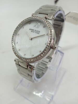 Anne Klein 12/2353MPSV Women's 33mm Crystal Accent MOP Dial Watch NWT