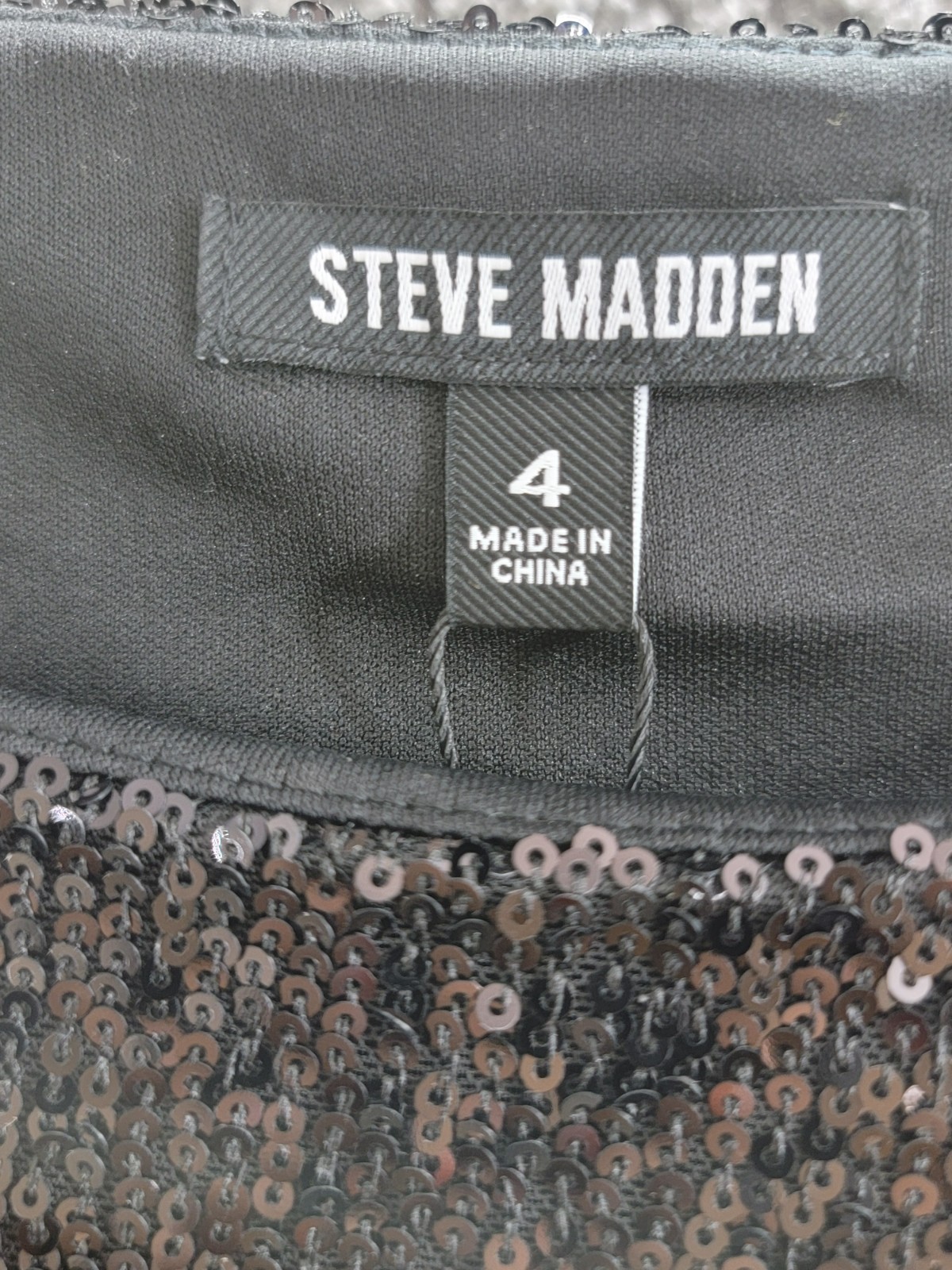 Steve Madden Ginger Sequined Mini Shift Dress Women's 4 Black Boat Neck Pullover - Picture 9 of 14