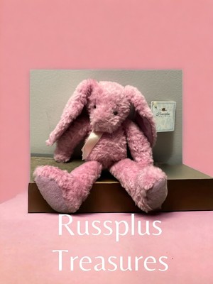 Pink Bunny Russplus Treasures NWT Plush Bunny, Soft Beanie Plushie