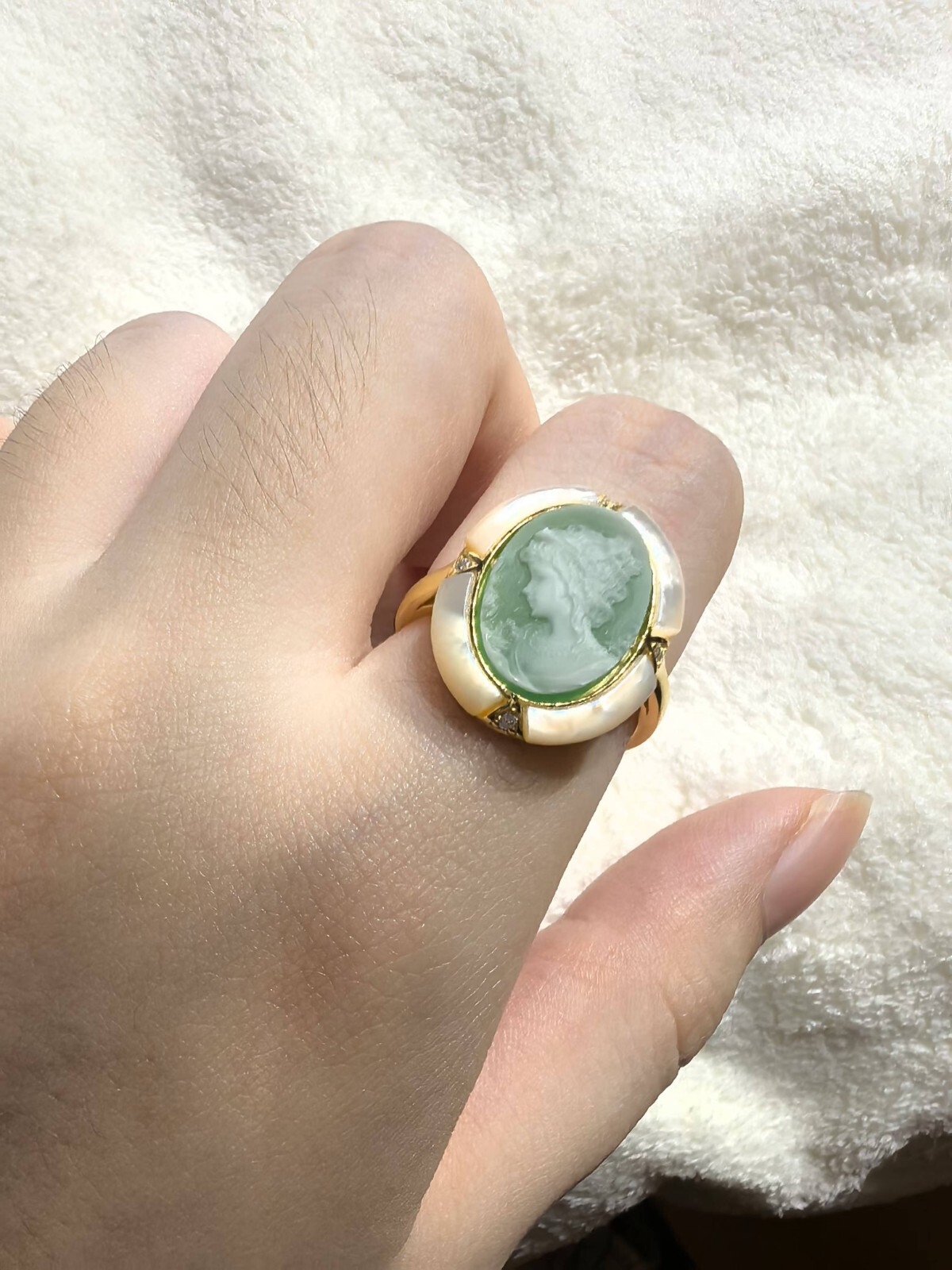 Antique Style Cameo Ring 925 Silver plated Vintage Ring Estate Jewelry Gift