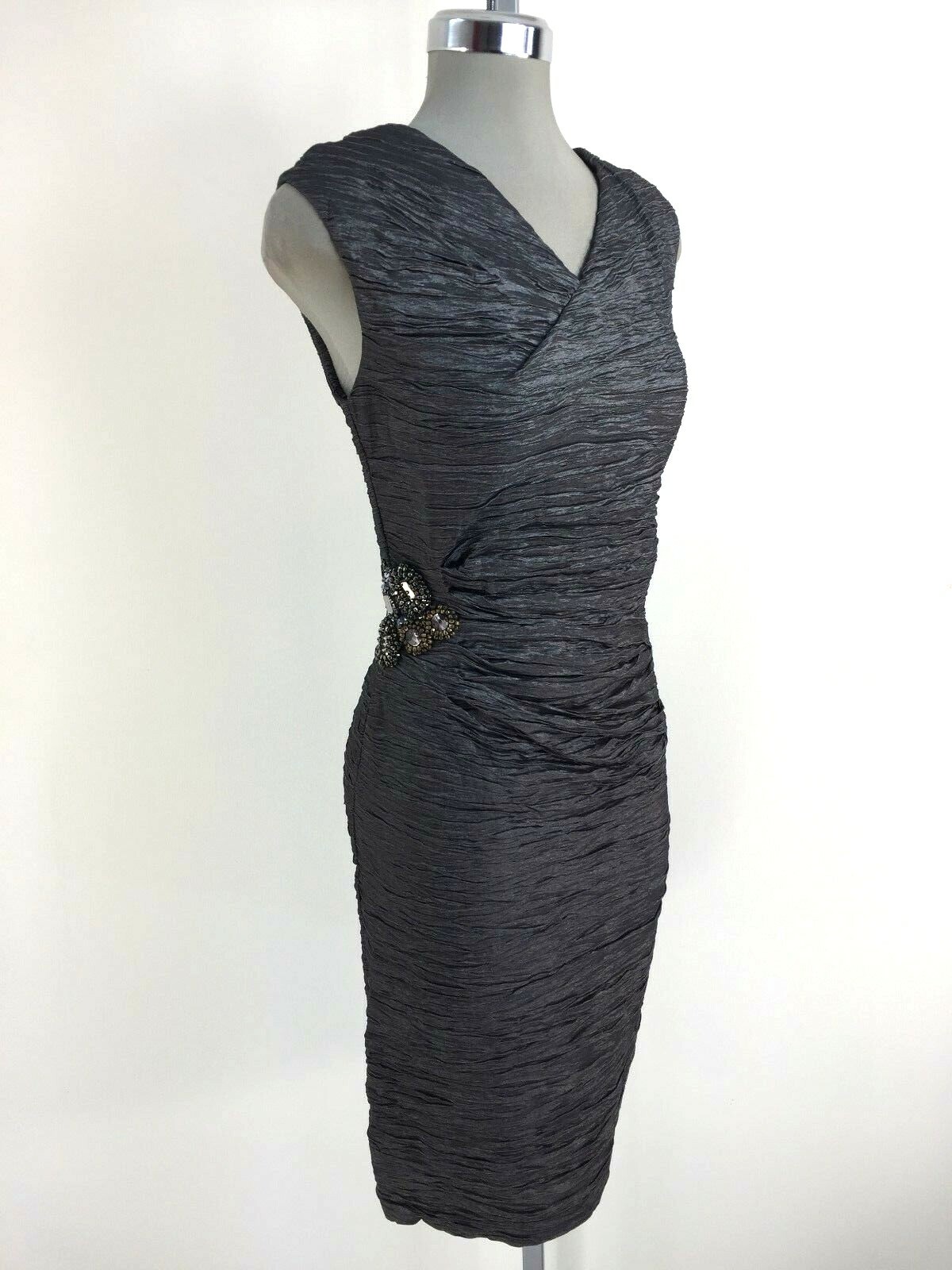 

Calvin Klein NWT Изысканное платье СТИЛЬНО-СЕРОГО цвета со сборками по бокам на талии, размер, Steal gray