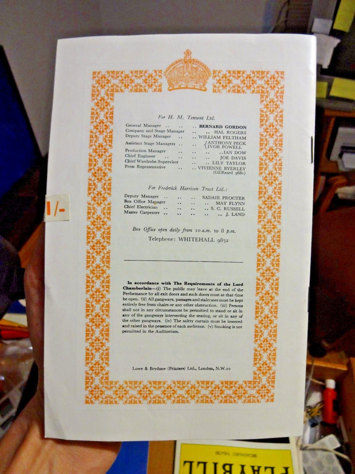 Theater Royal Haymarket Alec Guinness As Ross by T. Rattigan Program 1960 UK