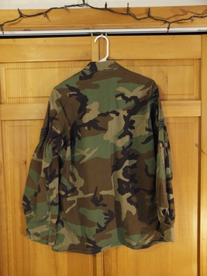 US Army M81 Woodland Camo BDU Uniform Field Jacket, Size Medium Long