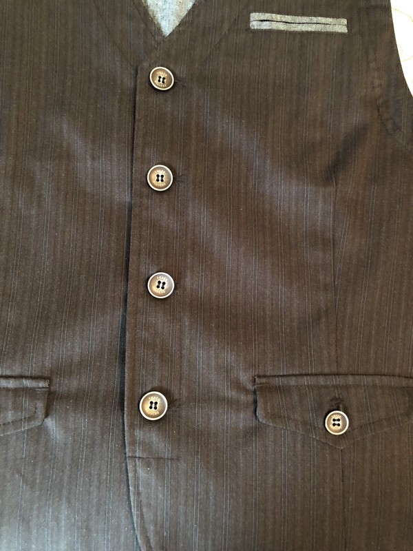 TRASH NOUVEAU Mens Vest Small Brown Faint Blue Stripe