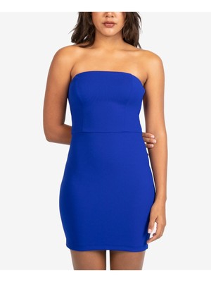 

B DARLIN Женское синее приталенное мини-платье без рукавов с перекрестной спиной для подростков 13\14, Синий