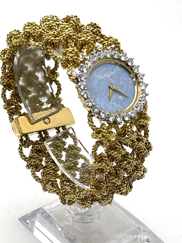 Bueche Girod Vintage 18K Gold Ladies Watch With Diamond bezel