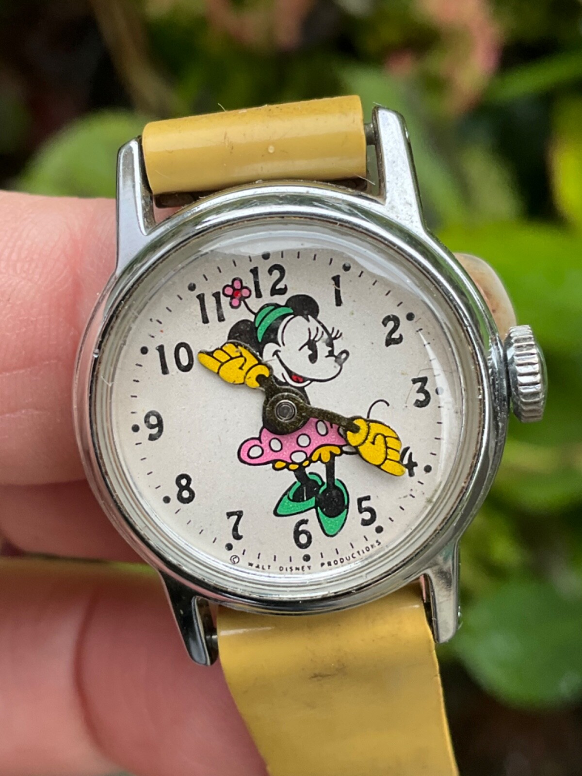 Vintage 60s 1960s Watch Wristwatch MINNIE MOUSE Walt Disney 