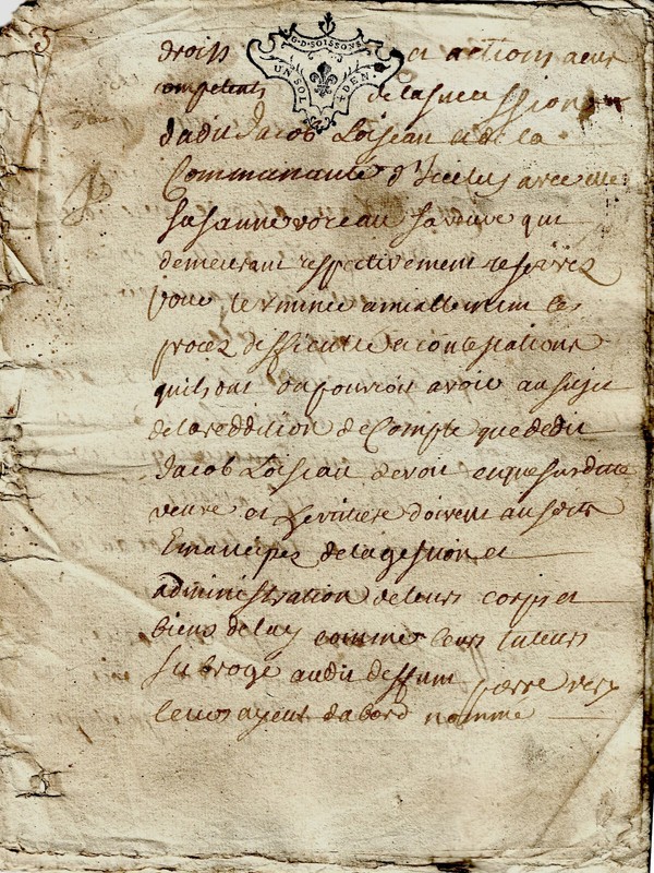 1739 LemÃ© Acte Succession Tutelle Loiseau Voreau Very Baudemont Lenoble Bisseux