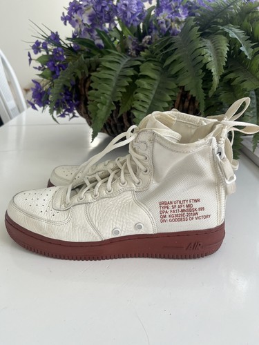 Nike SF Air Force 1 Mid Red Ivory Sneaker Wmn SZ 8.5 GODDESS