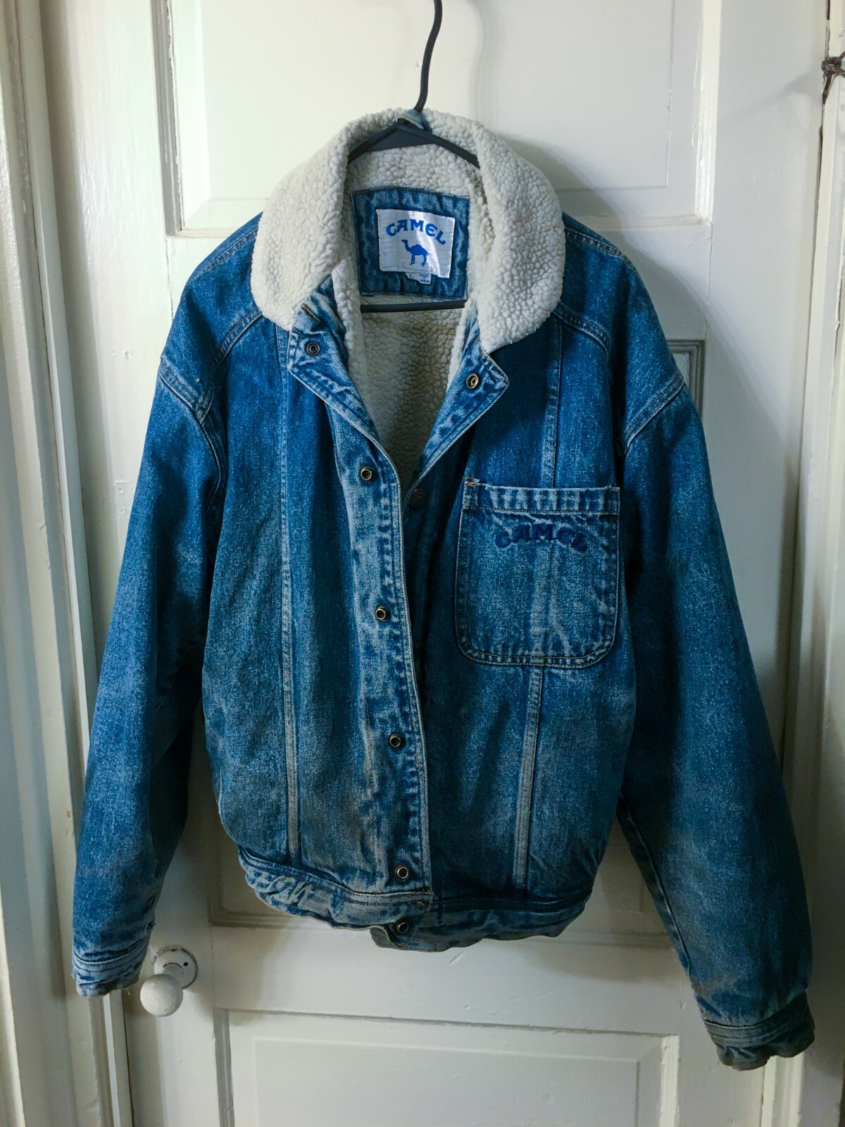 Nonsmoking Vintage Camel Denim Jean Jacket Mens Large Sherpa Lined | eBay