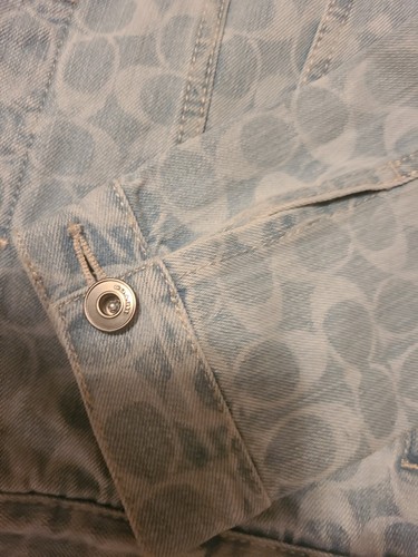 Pre-owned Coach $750  Logo Signature Washed Denim Men Jeans Jacket 48 Limited Edition In Blue