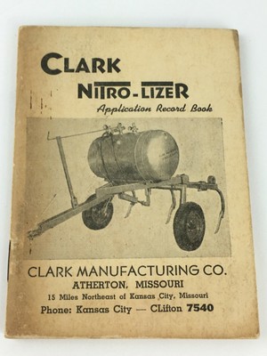 Vtg 50s Fertilizer Spreader Record Book CLARK NitroLizer FARM EQUIPMENT Nitrogen