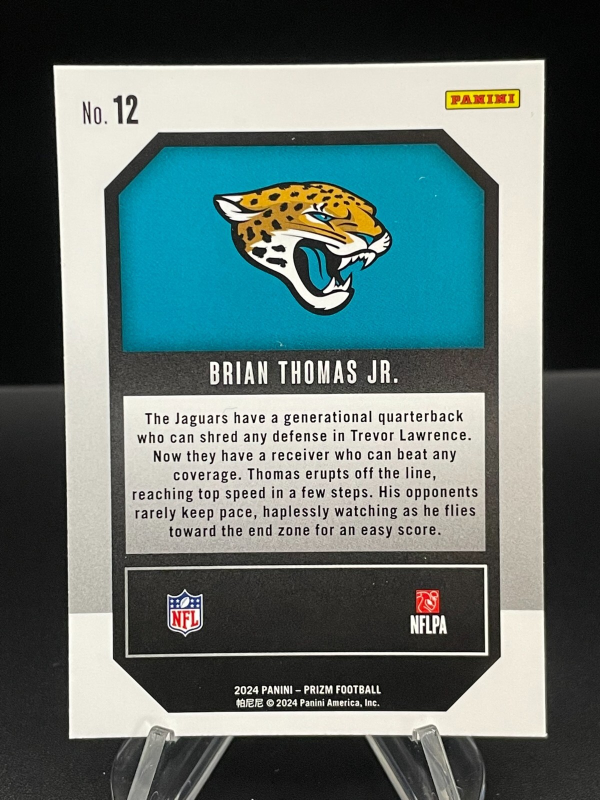 Additional photo 2 of 2024 Prizm Football - Brian Thomas Jr Rookie RC - EMERGENT #12 JAGUARS MINT