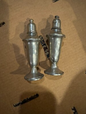 Vintage Pair of Empire Pewter Weighted Salt & Pepper Shakers