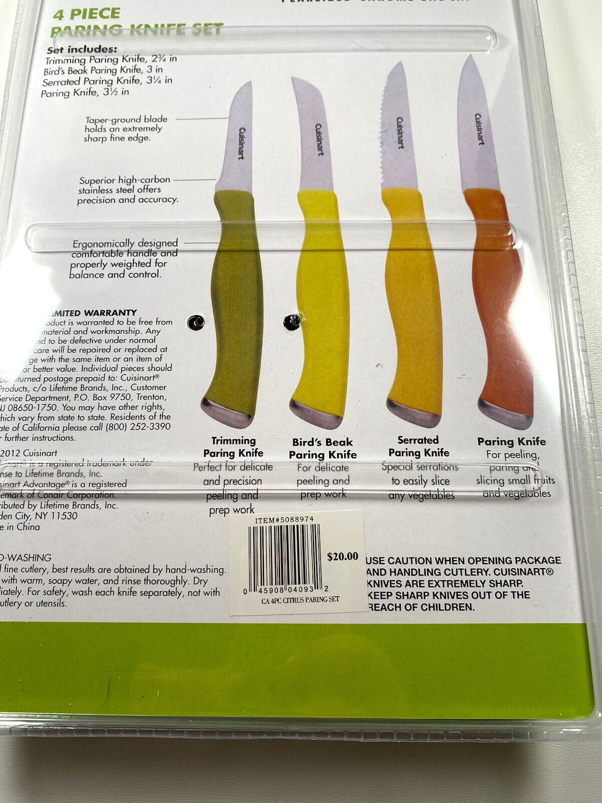 Cuisinart Advantage 4-Piece Paring Knife Set - Super Sharp kitchen knives Brand