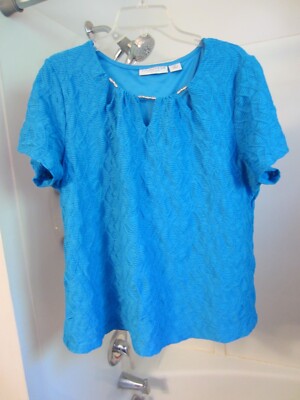 NWOT women's short sleeved blouse Sagharbor Stretch Woman Size 1X teal color