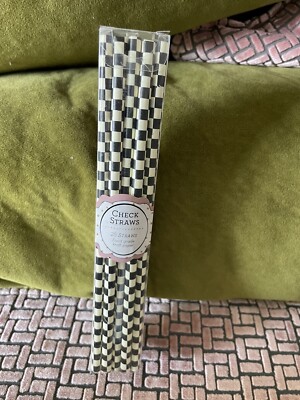 MacKenzie-Childs Courtly Check paper straws NIB 25 count