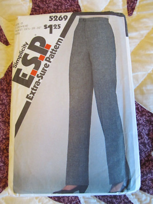 Vtg 1980s PANTS Simplicity Sewing Pattern 5269 ESP (Extra Sure) Size 12, 14, 16