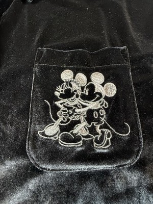 Women Disney Black Velour Button Jacket W/Mickey Buttons Large