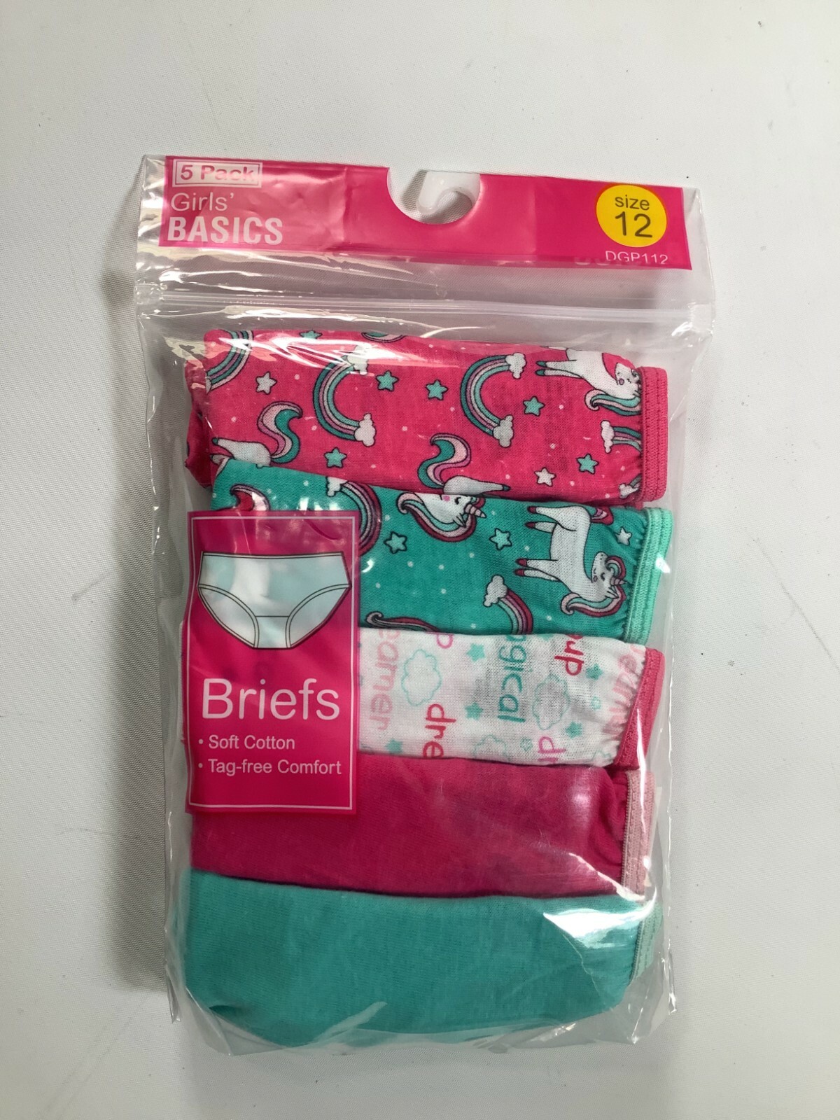 Girls Basics Multicolor Briefs Size 12 5 pack NEW! - Picture 1 of 3