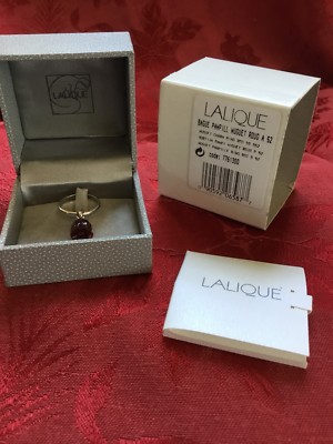NIB FLAWLESS Exquisite LALIQUE Crystal BAGUE MUGUET Red LILY LILLY BELL RING 52