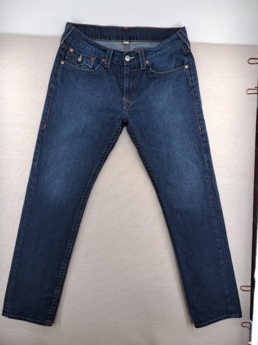 True Religion Jeans Mens 36x33 Skinny Dark Wash Fade Whisker