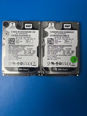 Lot of 2 Western Digital 320GB SATA HDD 7200RPM 5v .58a WD3200BEKT-75PVMT1
