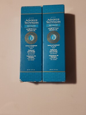 (2) Avon Advance Techniques Moroccan Argan Oil Leave-in Treatment NIB 2 Oz