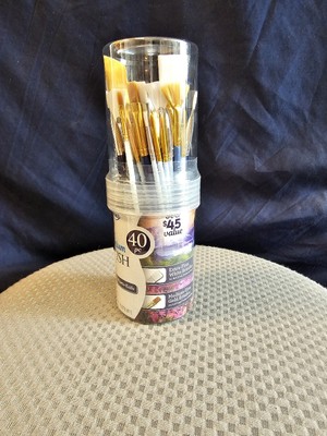 40 Piece Art Paint Brush Set and Storage Container Synthetic Bristle ArtSkills