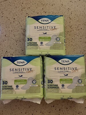 (3) Tena Sensitive Care Light #3 Ultra Thins NEW