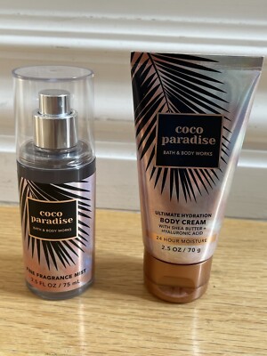 COCO PARADISE Bath & Body Works Travel Size Set Mist Body Cream 2.5oz NEW