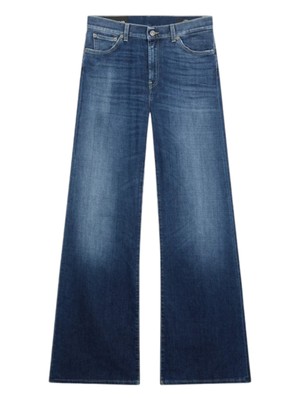 Pre-owned Dondup Woman Wide Leg Jeans Denim 18250 In Blue