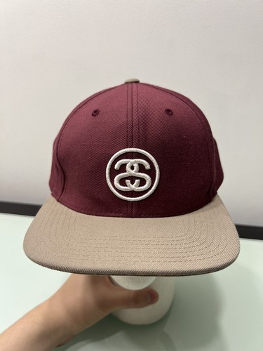 Stussy Ss Link Maroon Grey Strap Back Hat 20% Wool | eBay