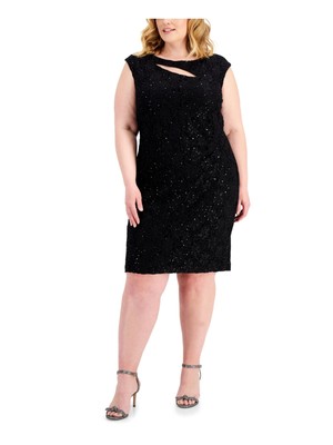 CONNECTED APPAREL Womens Black Sleeveless Formal Sheath Dress Plus 20W