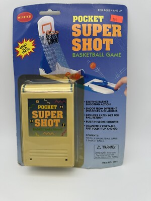 NEW Pocket Super Shot Wintech Toy 1994 NOS Sealed Mini Hoops Travel Game