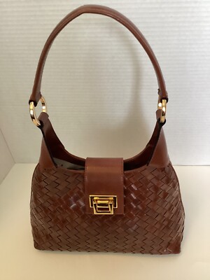 Marc&Marc By Sharif Woven Brown Leather Tote Handbag 
