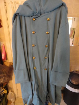 Great Coat Civil War Reenactment Hand Made Light Blue Size 54 Never  Worn