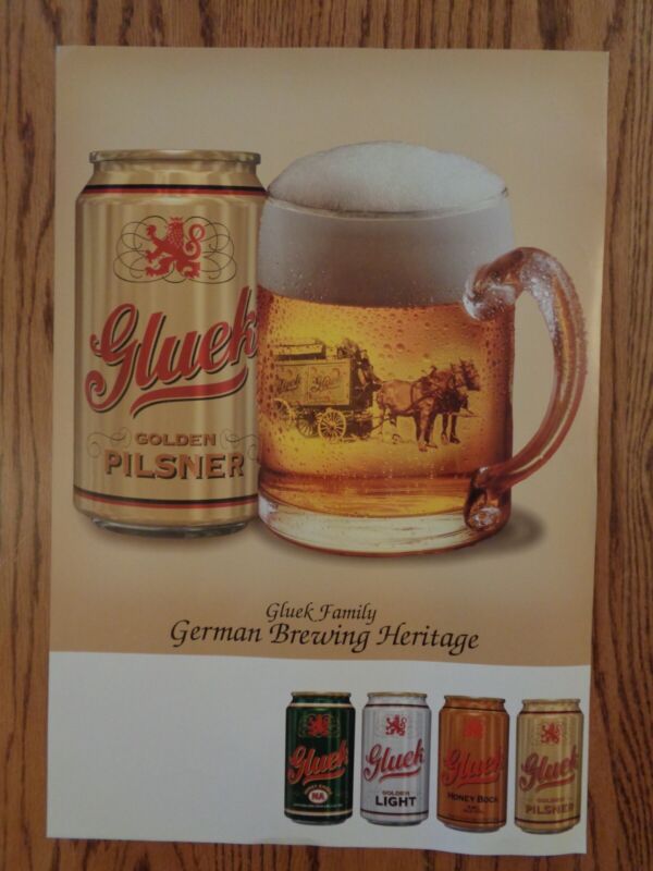 Gluek Beer Poster Sign Advertising NOS