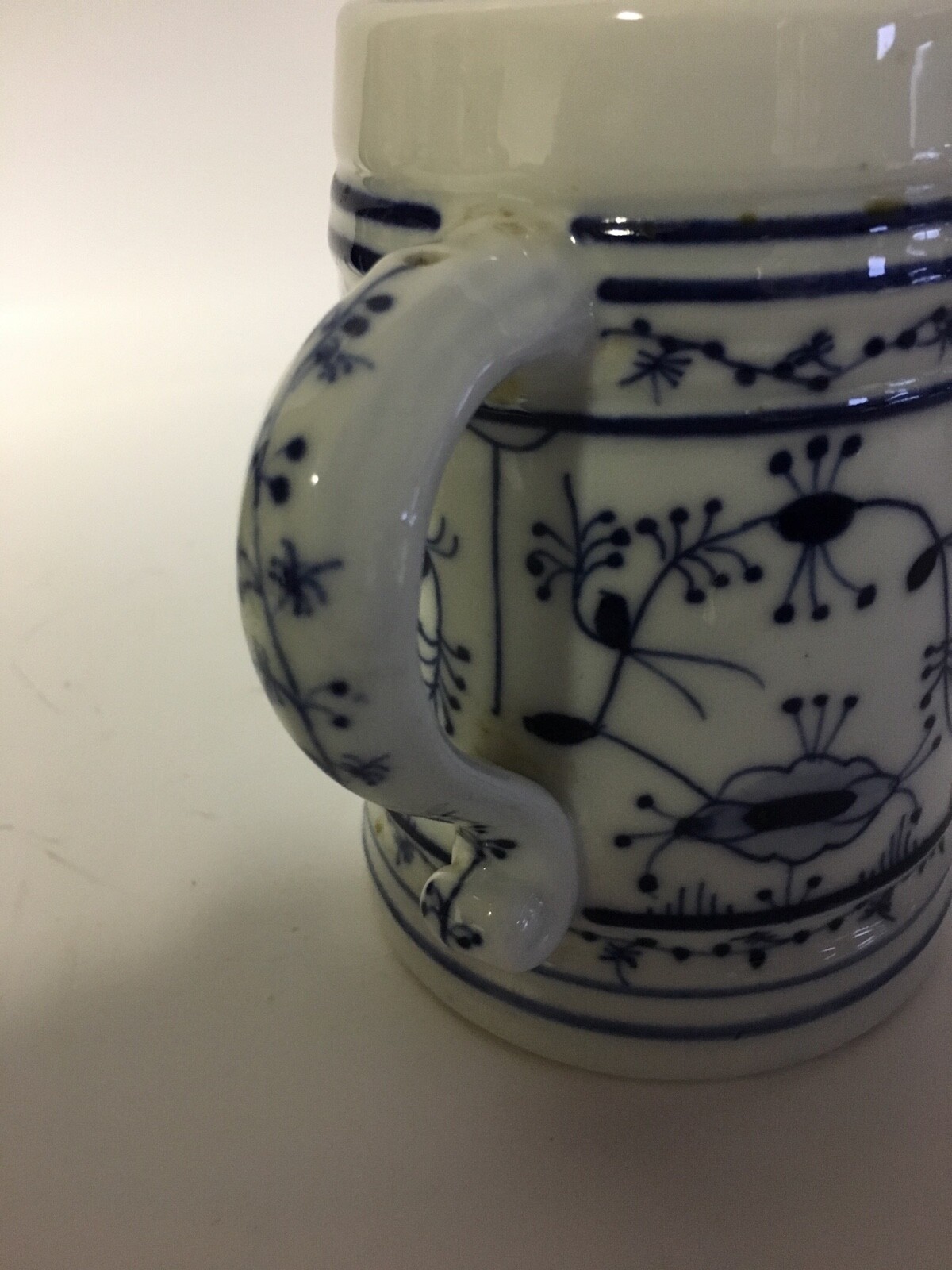 antique Meissen porcelain stein blue white onion Germany Tankard Mug Cup