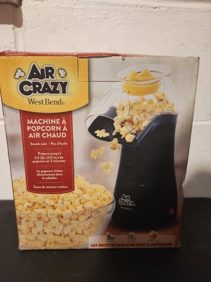 NEW IN BOX ''AIR CRAZY'' 82419 W/MANUAL WEST BEND HOT AIR POPCORN POPPER BLACK