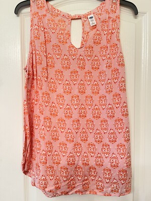Old Navy Maternity Sleeveless Lightweight Rayon Blouse Women's M Orange Pink