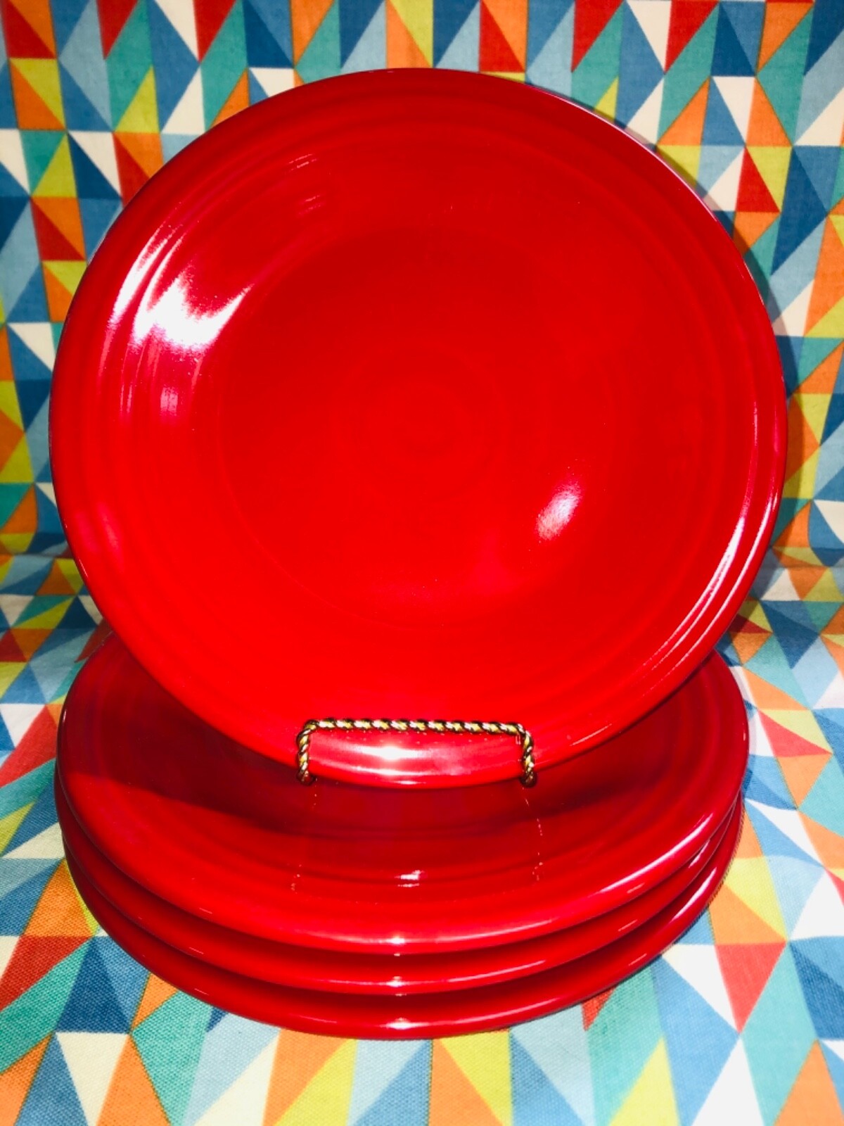 NEW SCARLET RED SET 4 FIESTAWARE 10.5” DINNER PLATES FIESTA FREE SHIPPING