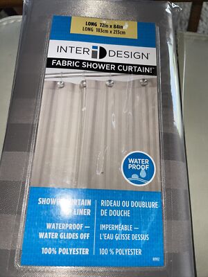 New Inter Design Sand Easy Care Fabric Shower Curtain 72 x84 