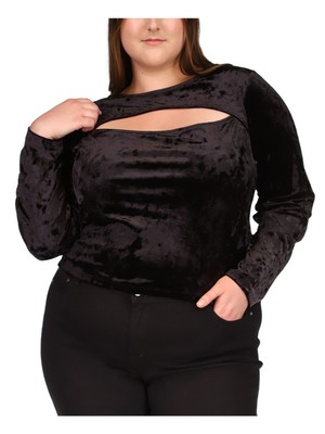 MICHAEL MICHAEL KORS Женский черный топ с длинным рукавом и круглым вырезом плюс 3X