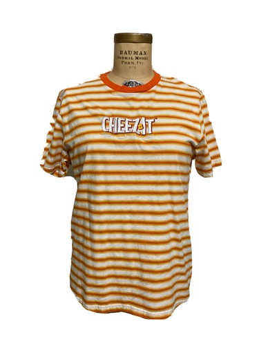 Kellogg s Sewn CHEEZ IT Baked Snack Mix Striped Orange T Shirt Size Large eBay